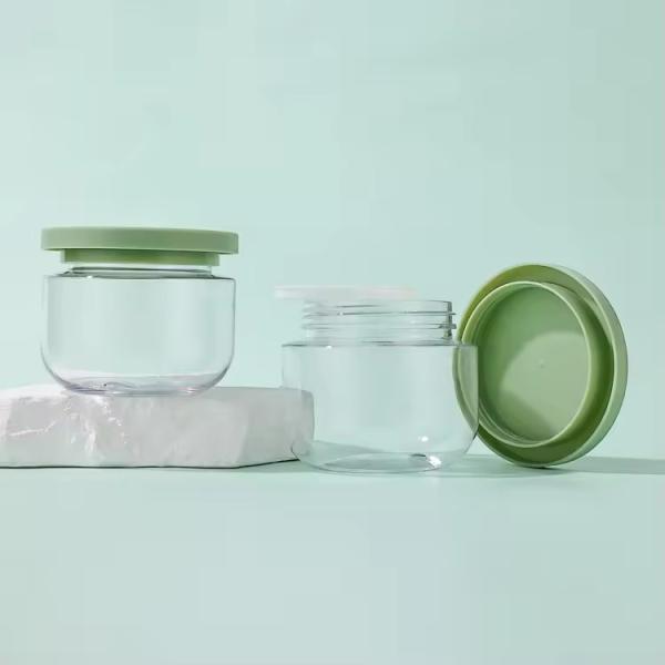 Récipient de beurre à corps rond étanche à fuite Crème cosmétique verte Jar 30 ml