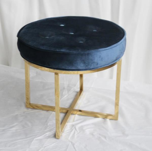 Round Velvet Stool Ottoman with Stainless Steel leg for shipping mall