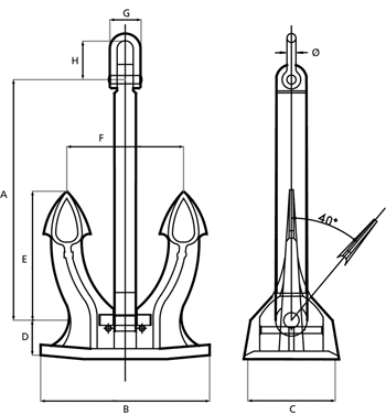 Different Size Stainless Steel Ship Spek Anchor Marine Ship Spek Anchor Stockless Anchor For Marine
