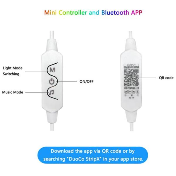 Dc 5v Bluetooth App Rgb Led Controller With Brightness Adjustment And Microphone