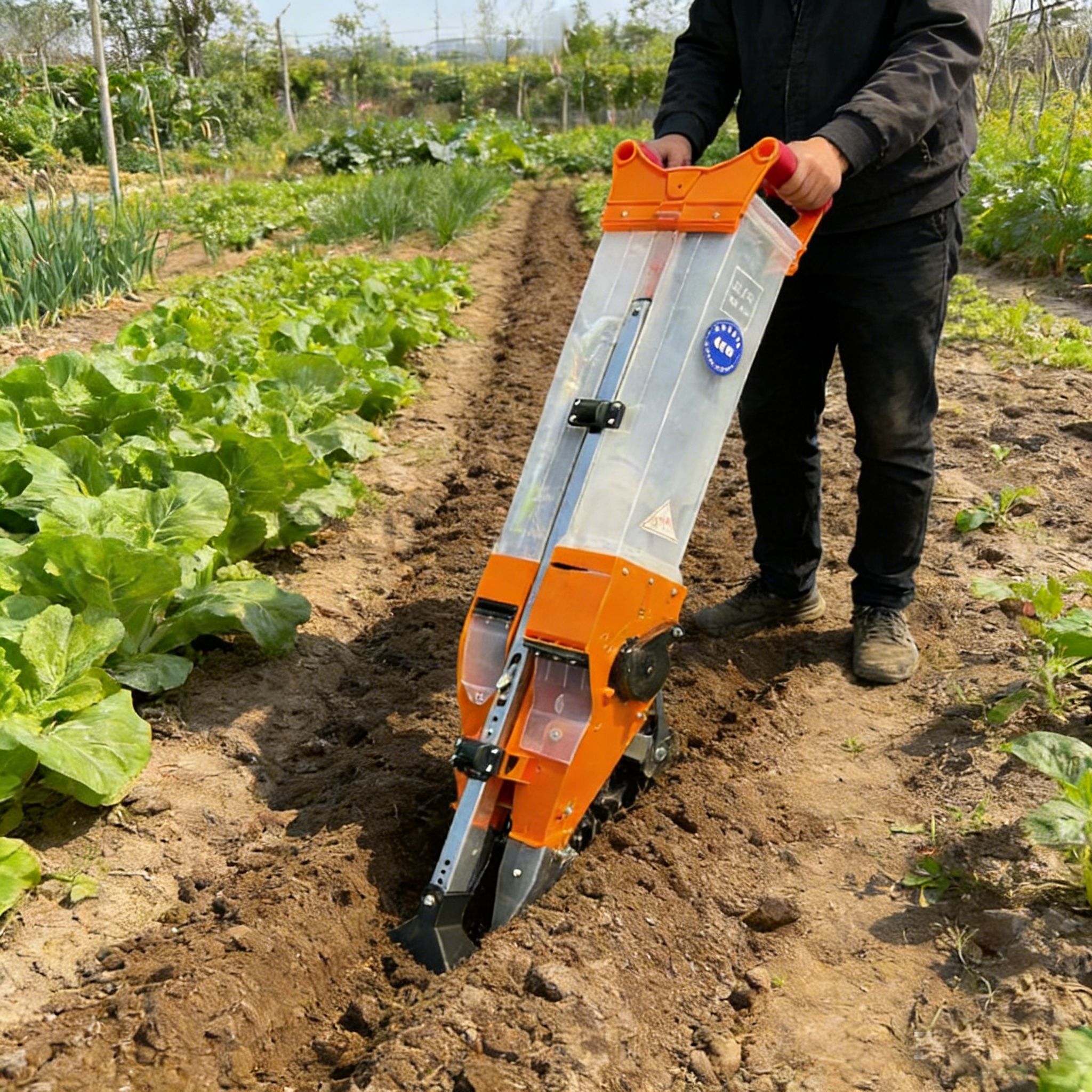 Portable Manual Seeder with ABS Plastic and Stainless Steel Construction for Dual Functionality and Adjustable Duckbill Depth