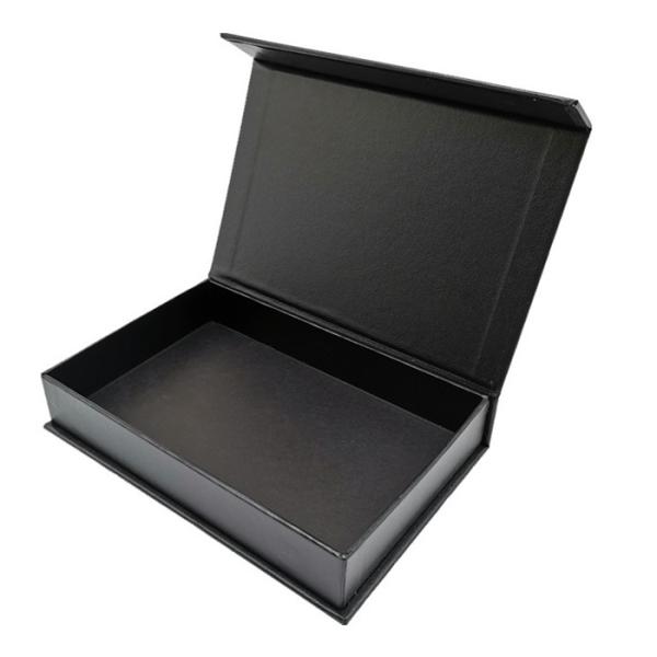Debossed Logo Luxury Folding Gift Boxes Black Printed Paper Presentation Box