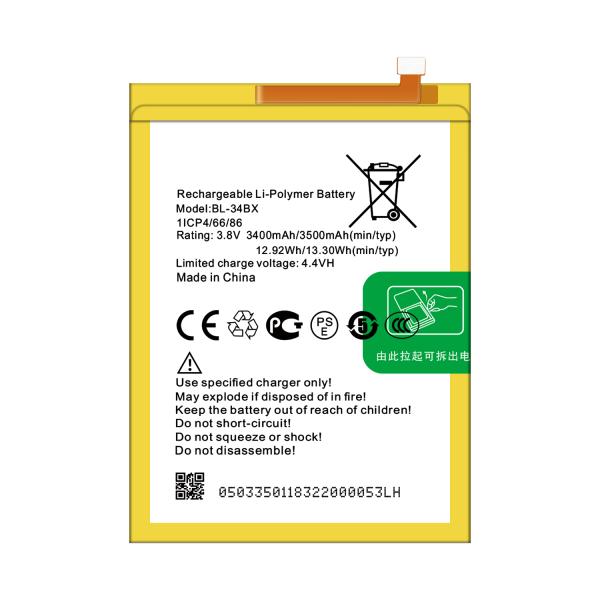 BL-34BX li-ion phone battery for Infinix Smart 2 HD X609 3.8V 3500mAh in White design