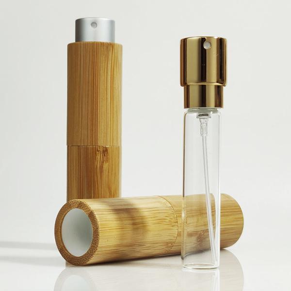 Empty 10ml 20ml 8ml Refillable Portable Liquid Container Bamboo Plastic Perfume Atomizer Spray Bottle