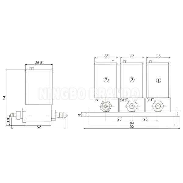 Dimension-logo Anti Corrosion Isolation PTFE Solenoid Valve Group For Chemical Acid Alkali