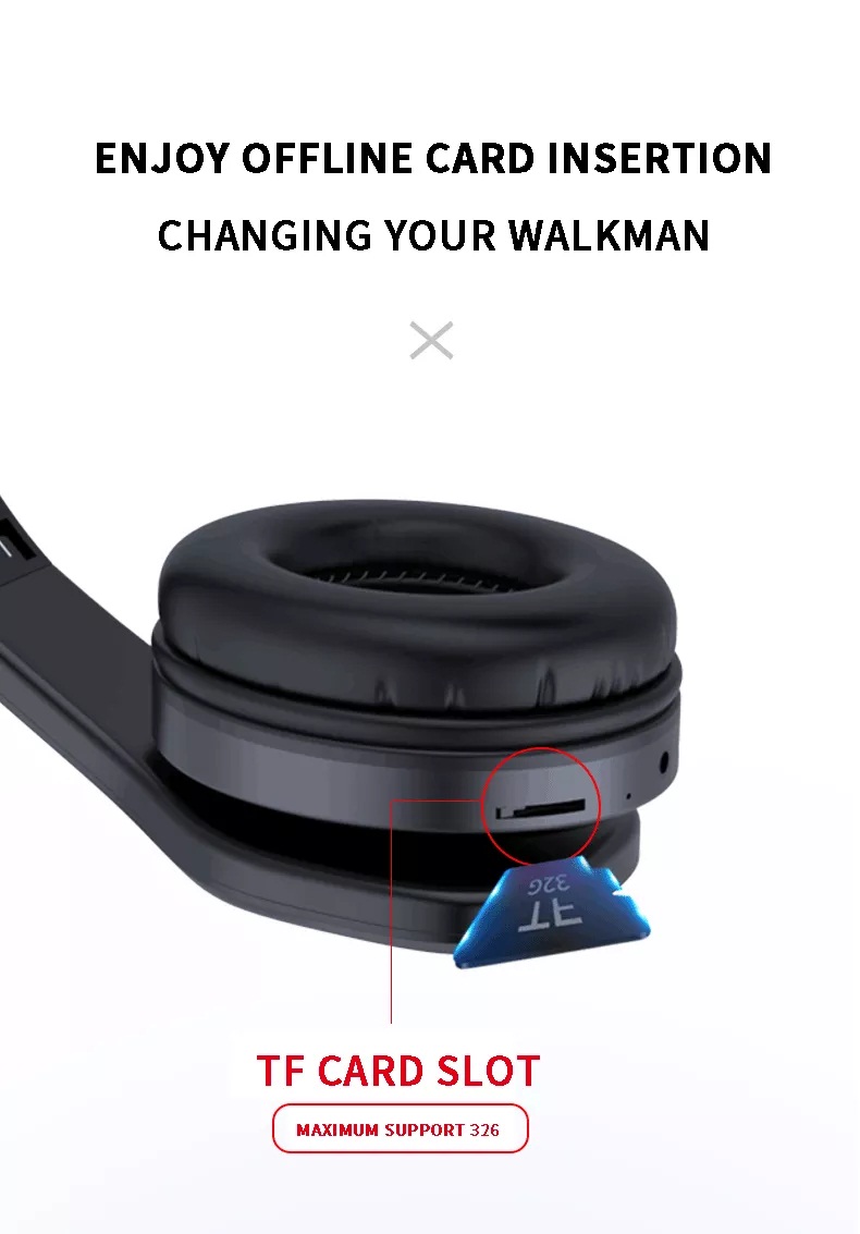 Складной шлемофон Bluetooth беспроводной, наушники 300mAh 10hours супер басовые