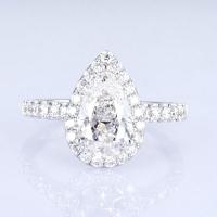 18k Pera em torno de diamantes completos mulheres anel branco laboratório crescido anel de diamante belo design para presentes para a festa