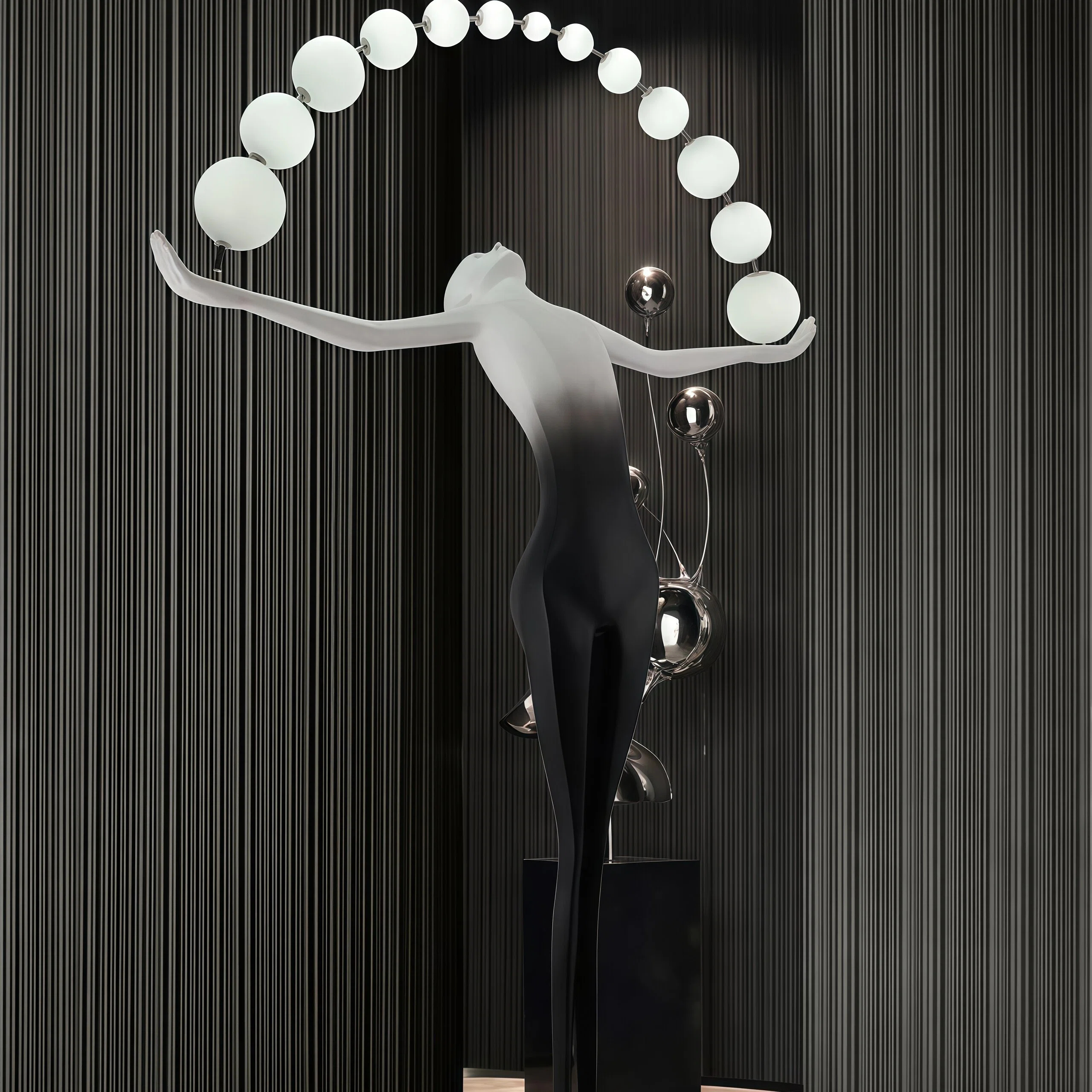 JYLIGHTING Modern Abstract Humanoid Resin & PVC Floor Lamp, Art Sculpture Standing Light for Luxury Hotel Lobby & Living Room