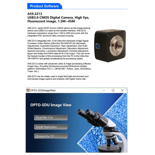 A59.2213 изображение 1.5m-45m Fps цифровой фотокамеры Usb 3,0 Cmos высокое дневное