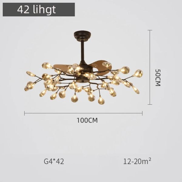 RC dimmable rotated forward and reverse for living room Branch firefly ceiling fan lamp(WH-CLL-66)