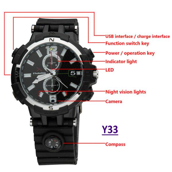 Y33 8GB 720P WIFI IP Spy Watch Camera Home Security Smart  Remote CCTV Video Monitor IR Night Vision Nanny Baby Monitor