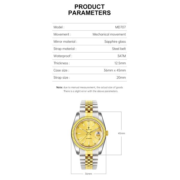Sporty Men's Mechanical Watch · 5ATM Water Resistant