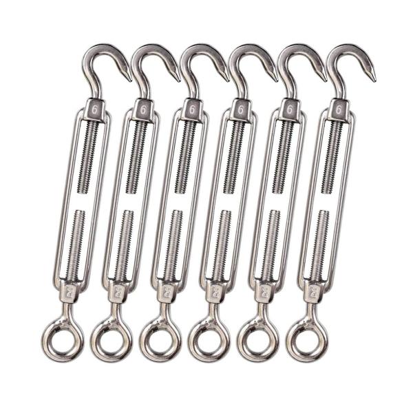 304 Stainless Steel Wire Rope Eye and Hook Turnbuckle Heavy Duty Hardware Kit for Tent Mounting