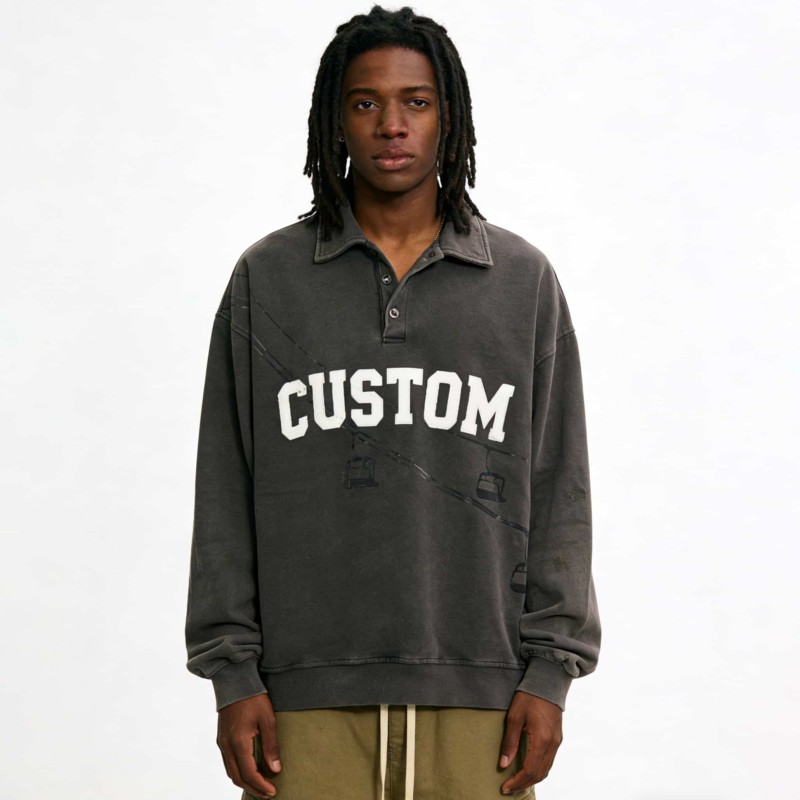 Custom Vintage Oversized Sweatshirt 360gsm Heavyweight Pullover Vintage Style Sweatshirts