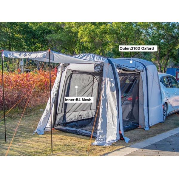 149.6*70.8*70.8 дюйма Серая водонепроницаемая PU2000MM Покрытая полиэфиром 210D Просторный внедорожник воздушный лагерь с защитой от УФ