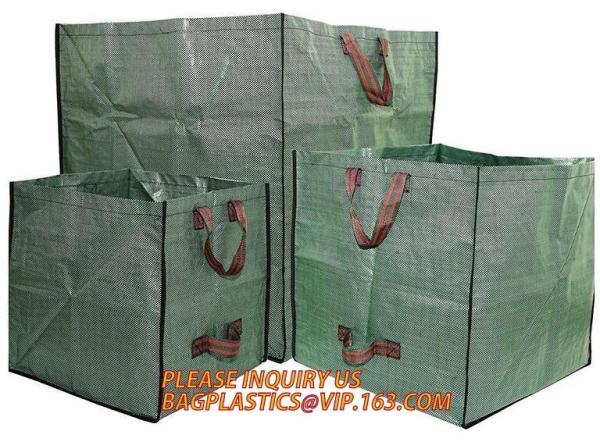 Outdoor Large Capacity Garden Gallon Waterproof Green Lawn PE Woven Waste Bags, Reusable Yard Waste Bags