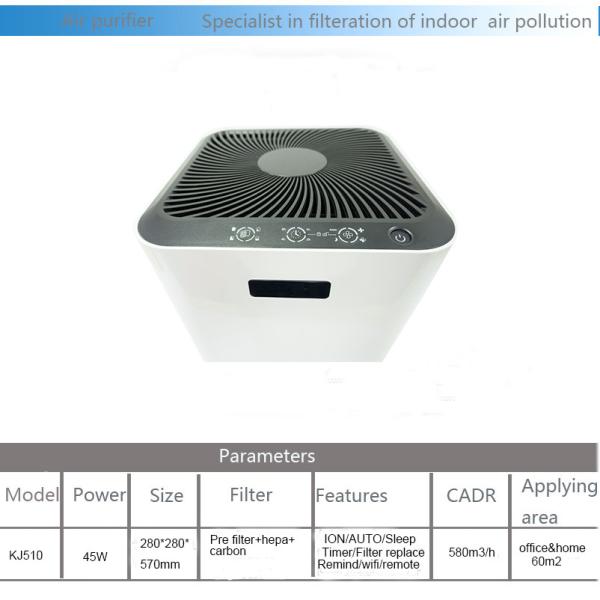 PM2.5 280*280*570mm 580m3/H 45w Tuya Air Purifier