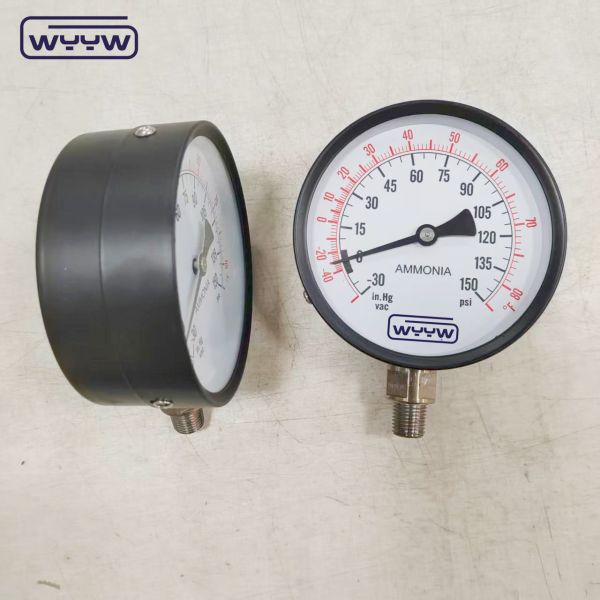 Ammonia Pressure Gauge with 100mm Dial Size and 1/4NPT Connection in Black Steel Case