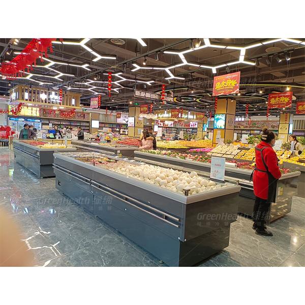 Eco Friendly Open Cooked Food Fresh Fruit Display Fridge Cooler 700L 3 Meter Length