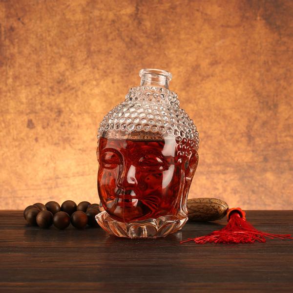 Customize 750ml Unique Square Shoulder Super Flint Rum Vodka Whisky Glass Bottle with Cork