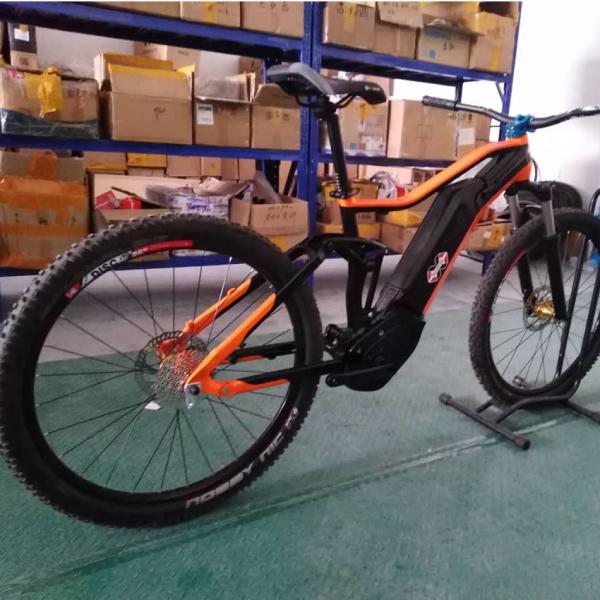 China Stock 27.5er Bicicleta eléctrica con suspensión completa Marco de bicicleta Bafang G330 Bicicleta de montaña Ebike Emtb