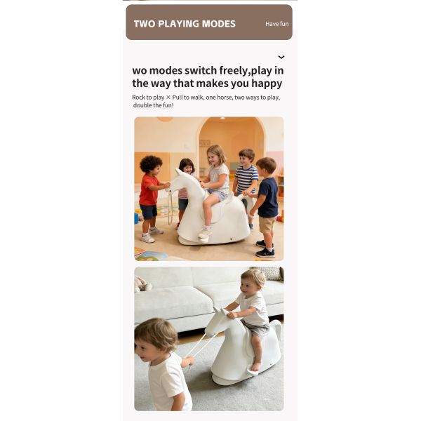 Pull-Along Rocking Horse Toy for Toddlers, 2-in-1 Ride-On & Rocking Horse, Eco-Friendly PE Material, Safe Baby Ride-On Toy for Indoor & Outdoor Play