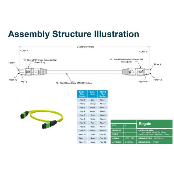 MPO MTP Cable 8 Fiber 12 Fiber 24 Fiber OM5 OFNR Jacket Lime Green