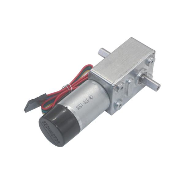motores altos 6V 12V da engrenagem de sem-fim da C.C. do torque 90rpm com o codificador de eixo duplo