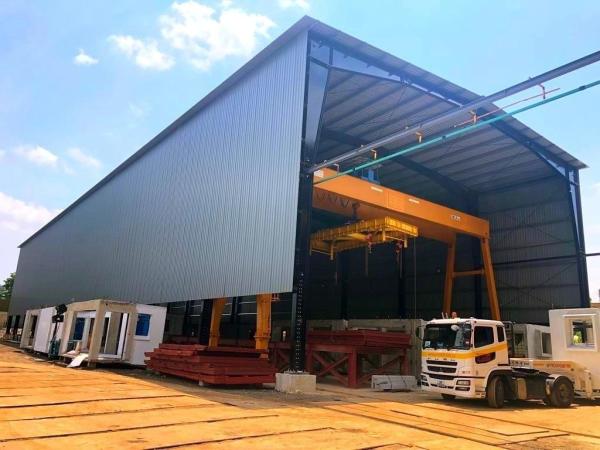 Prefabricated H Section Steel Frame Structural Warehouse with Overhead Crane