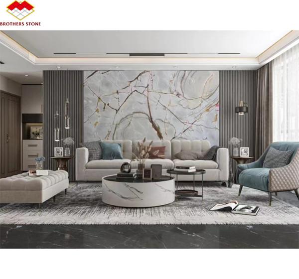 Blue Roma Quartzite Big Slab Suitable for Hotel Interior Wall and Kitchen Countertop