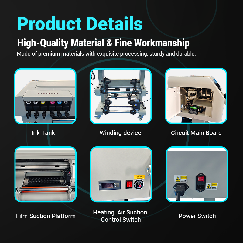 ZYJJ UV300-PRO 30cm UV DTF Crystal Label Printer — DX7 Printhead, Auto Peeling & Laminating, Roll-to-Roll