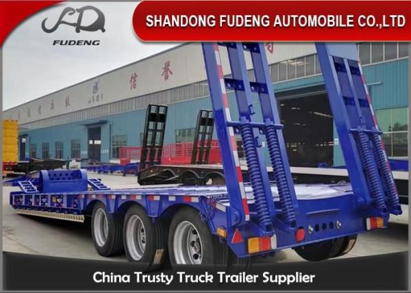 Transport Excavators 3 Axle 60 Tons Lowboy Flatbed Trailer