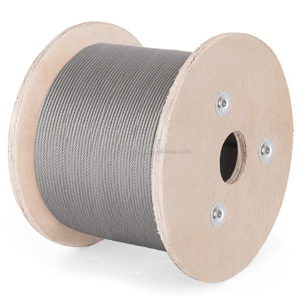 6x19 1570Mpa Stainless Steel Wire Ropes 7mm Polished Standard AiSi Packing 1000 meters in Wooden Spool