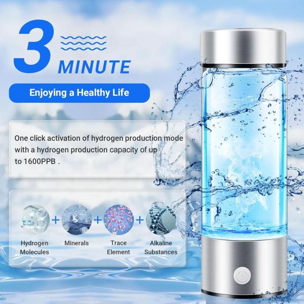 Оптовая продажа SPE PEM USB перезаряжаемый портативный H2 богатый водородный генератор Стеклянная бутылка с водяным термосом