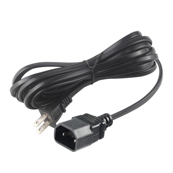 NEMA 1-15P à IEC C18 Cordon d'alimentation - câble de connexion US à deux branches pour adaptateur d'ordinateur portable, projecteur, alimentation de moniteur