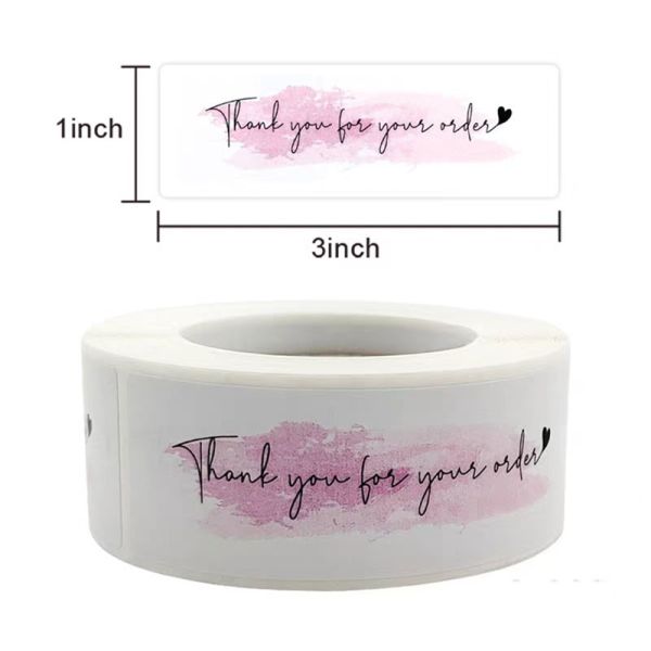 Decorative Thank You Sticker Labels 7.5x2.5cm Seal Packaging Label