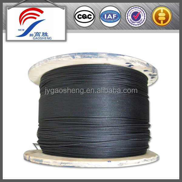 7x19 Black Galvanized Aircraft Cable 1/8