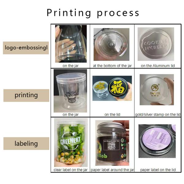 Нет утечки 250 мл 350 мл пластиковая банка для печенья и конфеты с алюминиевой крышкой