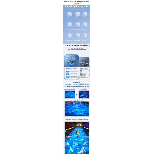 Nebula 80w - 500w LED Double Head Logo Image Ocean Water Wave Flow Multi Functions Gobo Projector