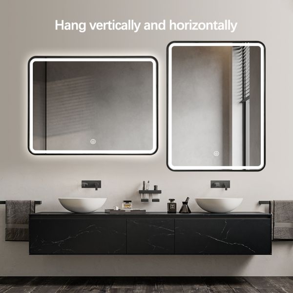 IP44 IP66 Rectangle Bathroom Mirror Smart Defogger LED Mirror With Aluminum Frame
