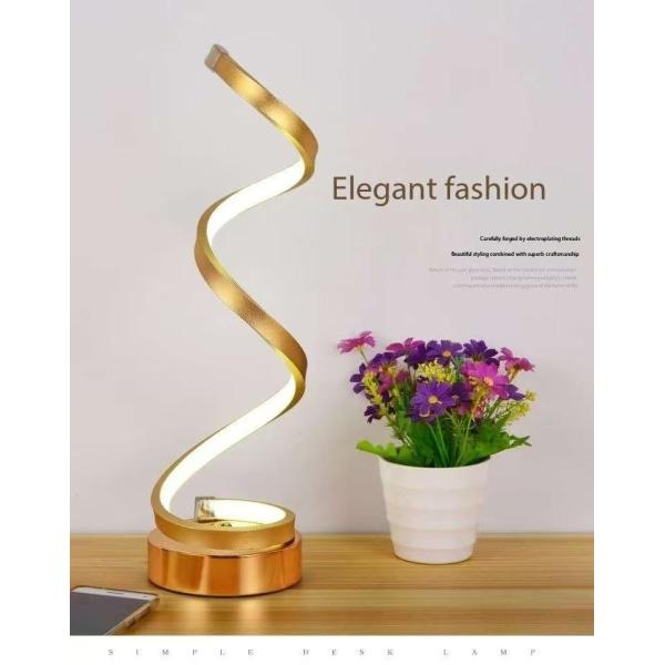Nouvelle lampe de table décorative dortoir dortoir en métal acrylique en or simple en spirale