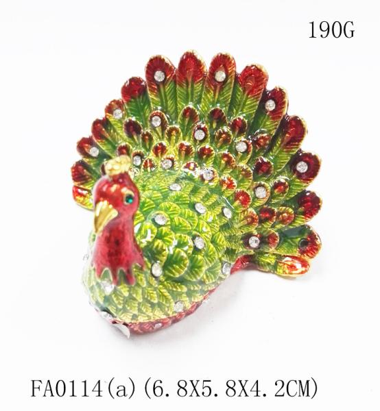 Beautiful  peacock jewelry gift boxes  alloys pewter peacock mini jewelry box