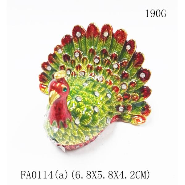 Beautiful peacock jewelry gift boxes alloys pewter peacock mini jewelry box