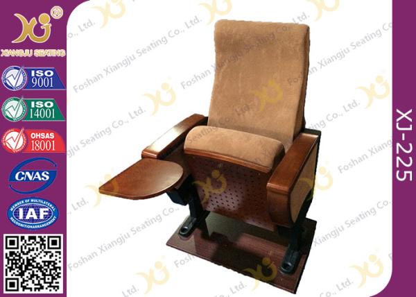 Auditorium Conference Hall Chairs With Durable Plywood Writing Table / Large Iron Leg