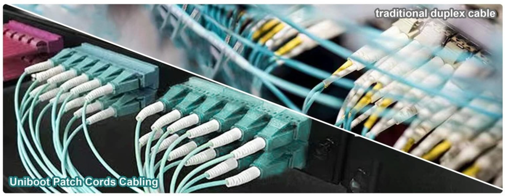 G657 Single Mode Fiber 8 Cores MPO To DLC MTP 8F to LC Duplex Uni-boot Optical Fiber Break-out Fan-out Patch Cord