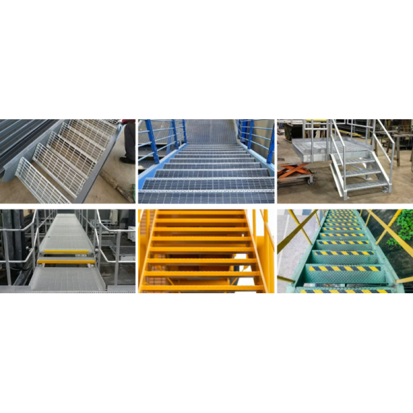 Hot-Dip Galvanized Steel Stair Treads with Square Grid Non-Slip Bar Grating for Walkways
