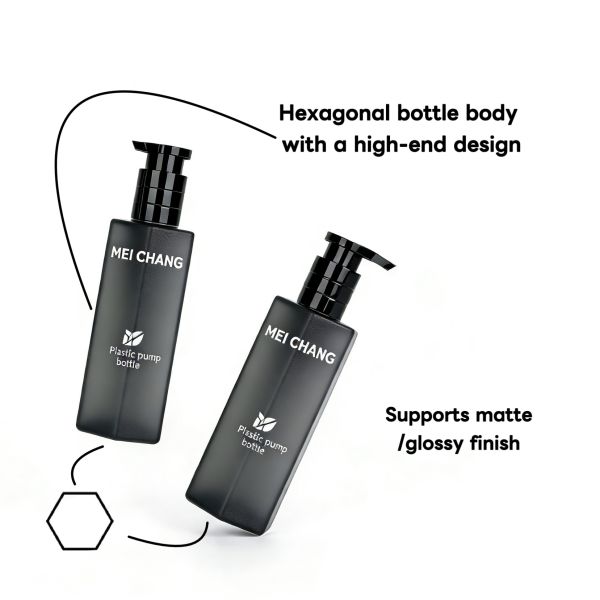 Hexagonal PCR PET Shampoo Bottle with Leak-Proof Pump and Customizable Design for Premium Shower Gels