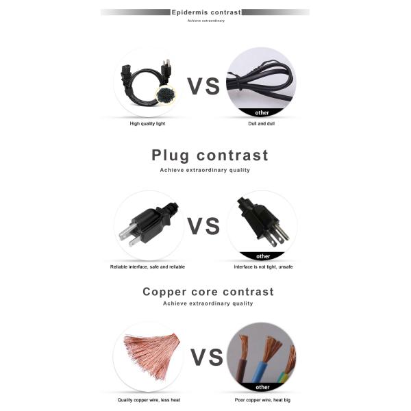 ul neam 5-15 to c5 c13 c14 Power Cord  3 Pin Laptop Power Cable