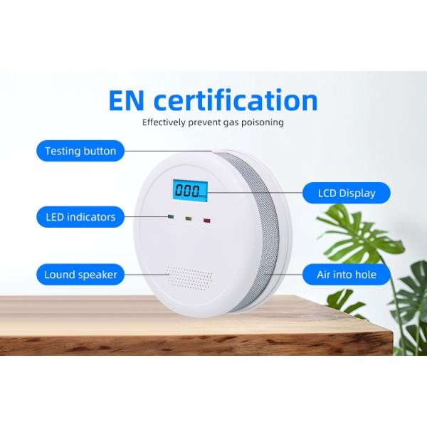 Carbon Monoxide Detector With Led Display 7 Year Battery Auto-Check Battery Powered