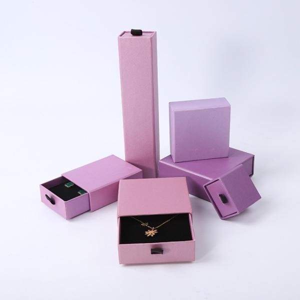 Rectangular jewellery Box Eco Friendly square paper purple drawer Jewelry Box